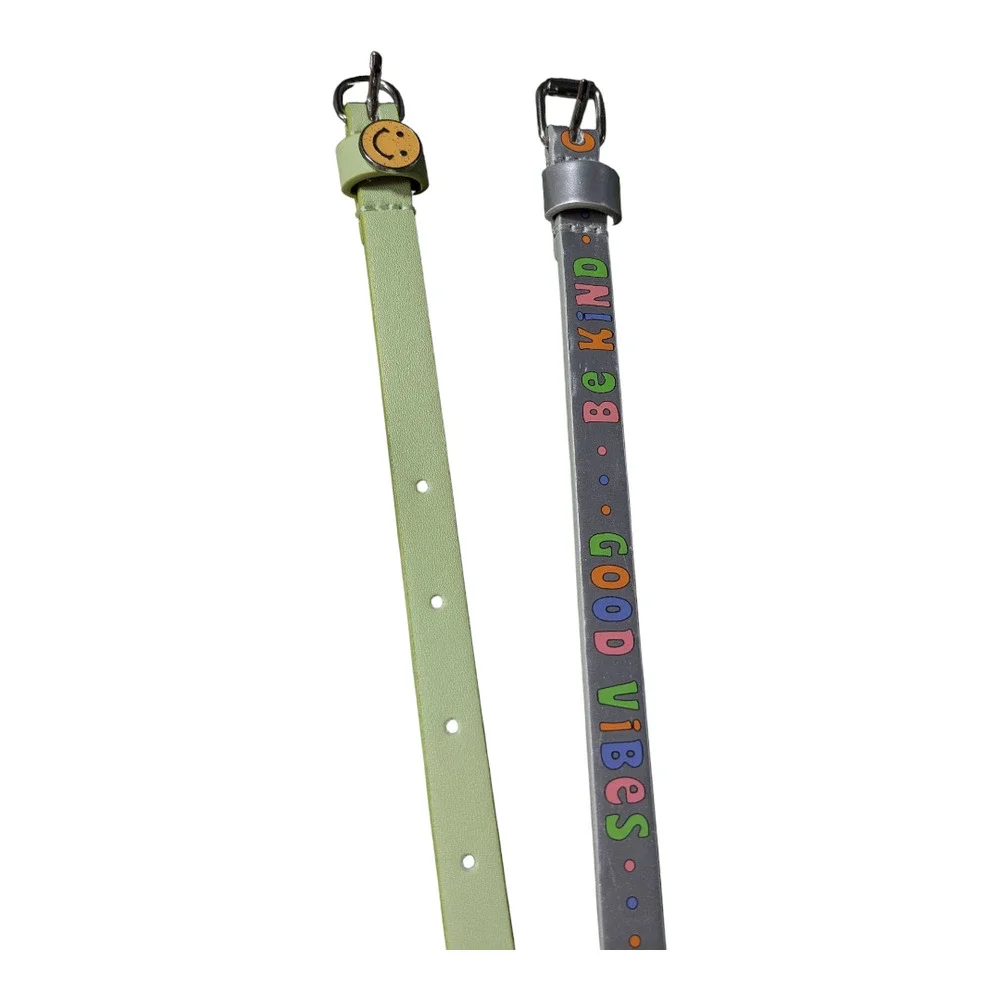 Girl's Belts 2pk Smiley Face and Good Vibes --Excellent Condition - 36 inches